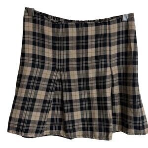Brandy Melville One Size Mini Pleat Plaid Skirt One Size Made in Italy Brown EUC